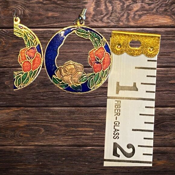 Poppy cloisonné Earrings - Picture 3 of 3